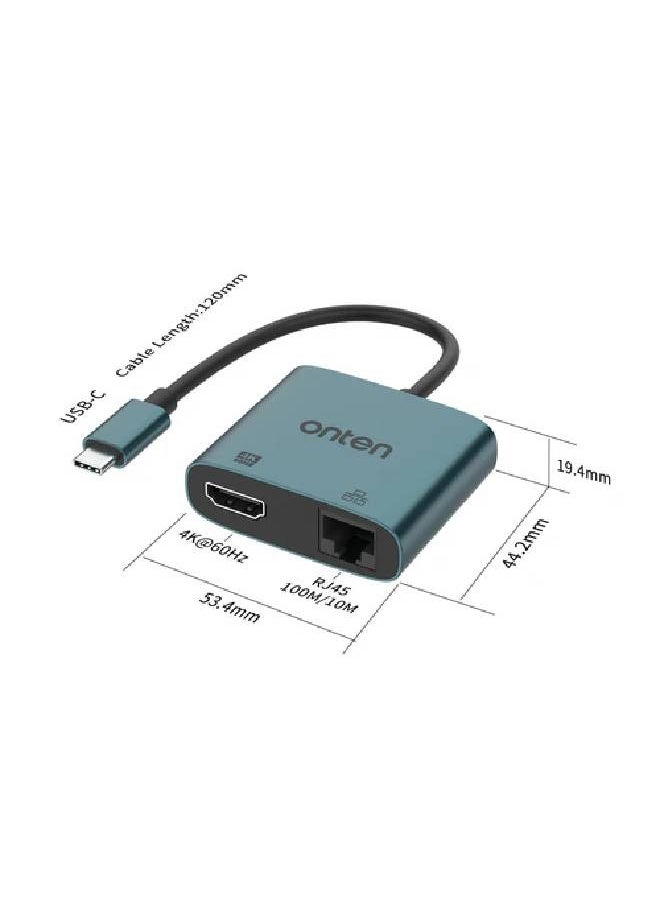 onten ONTEN 2-in-1 USB-C to HDMI 4K Adapter with RJ45 (100/10Mbps)  - Image 4