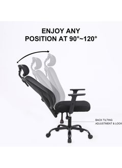 Gogoya Office Chair, Ergonomic Desk Chair Breathable Mesh Chair with Adjustable High Back Lumbar Support Flip-up Armrests, Executive Rolling Swivel Comfy Task Computer Chair for Home Office  - Image 4