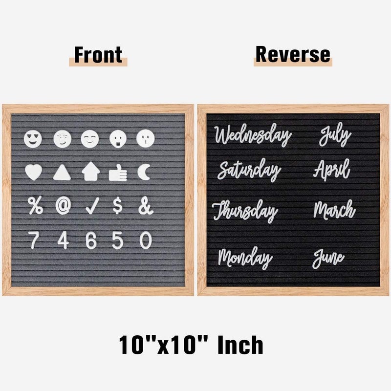 YRYM HT Double Sided Felt Letter Board with 889 Letters - 10" x 10" Rustic Wood Frame Message Board with Changeable Letter Boards Include Pre-Cut 889 White Plastic Letters - Image 4