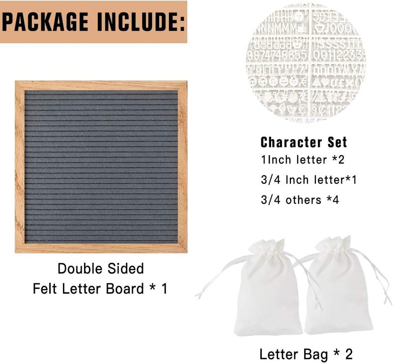 YRYM HT Double Sided Felt Letter Board with 889 Letters - 10" x 10" Rustic Wood Frame Message Board with Changeable Letter Boards Include Pre-Cut 889 White Plastic Letters - Image 2