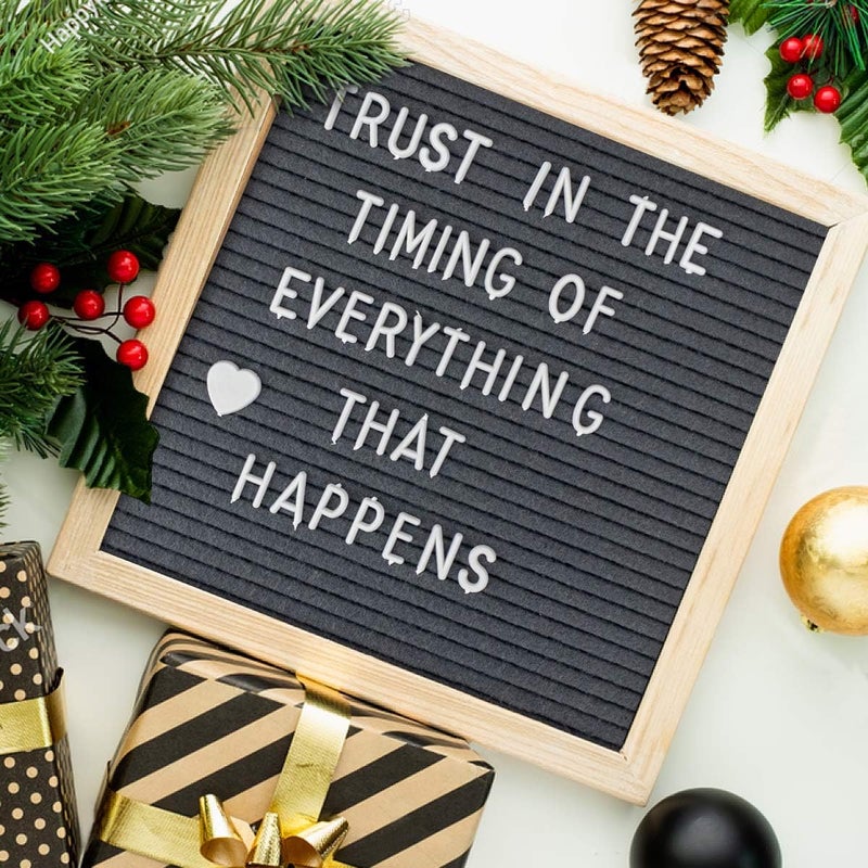 YRYM HT Double Sided Felt Letter Board with 889 Letters - 10" x 10" Rustic Wood Frame Message Board with Changeable Letter Boards Include Pre-Cut 889 White Plastic Letters - Image 5