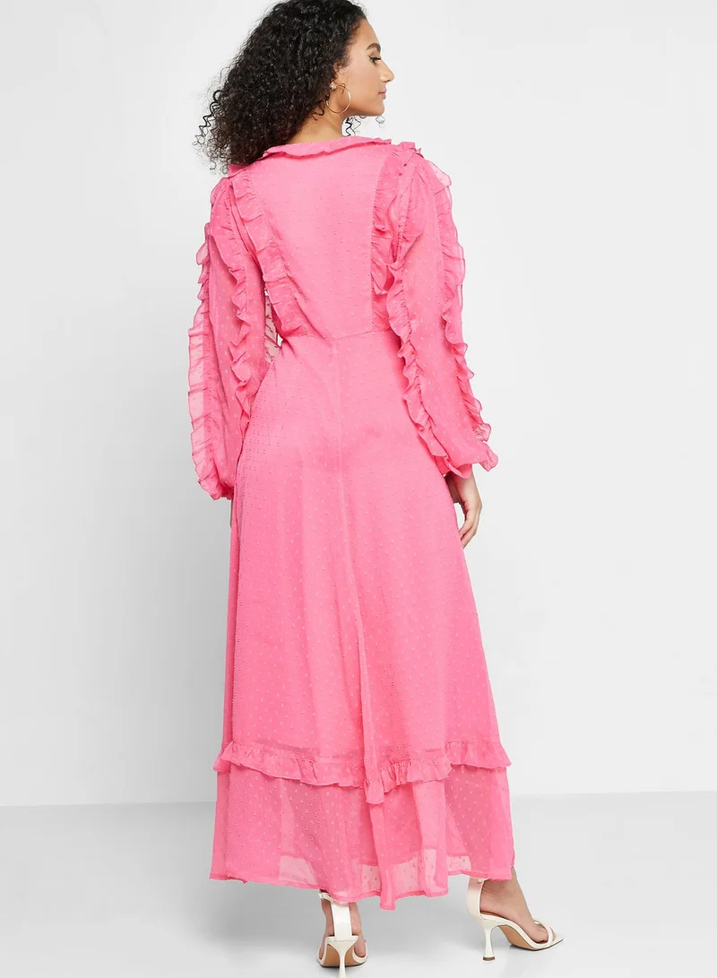 Miss Selfridge Tie Detail Ruffle Dress