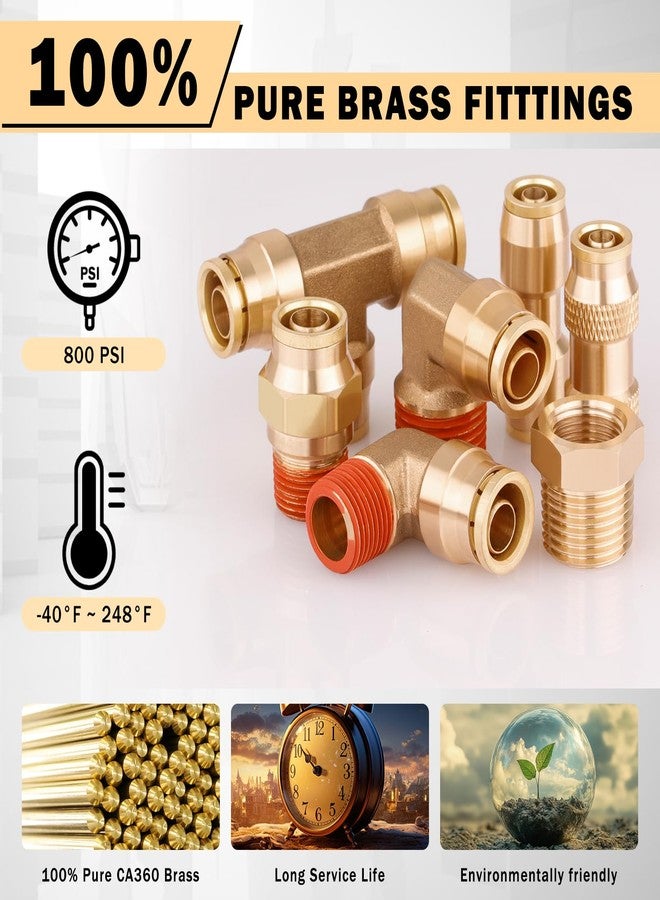 CheeMuii 64 Pcs Brass DOT Air Line Fittings Kit Push Lock & Quick Connect Fittings NPT Thread for Air Line Air Hose Pneumatic Tubing - Image 3