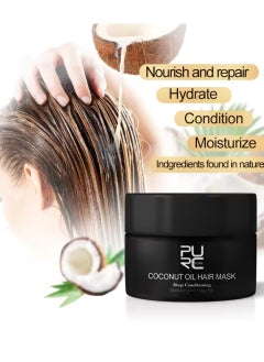 PURC 50ml Coconut Oil Hair Mask Deep Conditioning Moisturizing Anti Frizzy Hair Coconut Hair Mask Hydrate Moisturize Nourish and Repair Damaged Hair Smooth and Shiny Hair with Coconut Oil  - Image 2