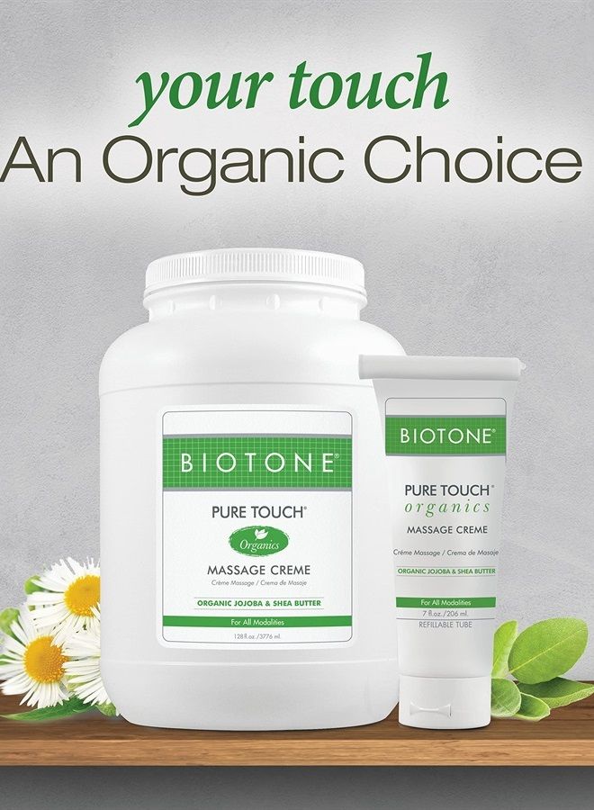 Biotone كريم التدليك BIOTONE Pure Touch Organics، تدليك عضوي حقيقي، ملمس غني، انزلاق حريري، مكونات مهدئة، نباتات علاجية - 7 أونصة - Image 2