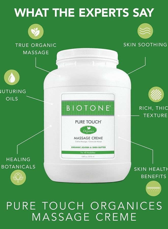 Biotone كريم التدليك BIOTONE Pure Touch Organics، تدليك عضوي حقيقي، ملمس غني، انزلاق حريري، مكونات مهدئة، نباتات علاجية - 7 أونصة - Image 3