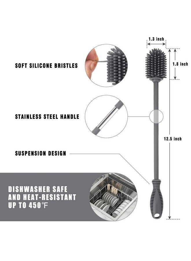 ddLUCK Silicone Bottle Cleaning Brush with Long Handle, 12.5" Water Bottle Cleaner for Baby Bottles, Hydro Flask, Sports Bottle, Vase, Glassware, Perfect for Smaller Diameter Bottle Openings (One Pack) - Image 4