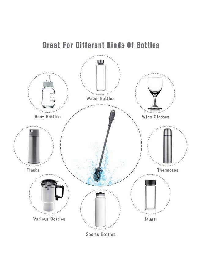 ddLUCK Silicone Bottle Cleaning Brush with Long Handle, 12.5" Water Bottle Cleaner for Baby Bottles, Hydro Flask, Sports Bottle, Vase, Glassware, Perfect for Smaller Diameter Bottle Openings (One Pack) - Image 5