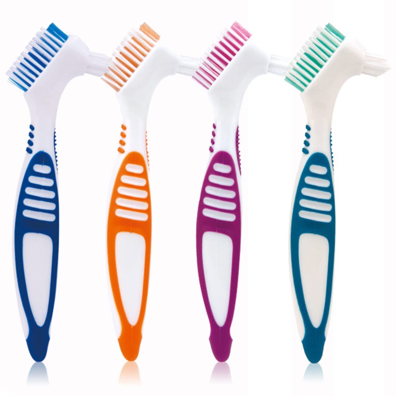 Ceonam Denture Brush, 4 Pieces Small Toothbrush for Dentures, Multi-Layered Bristles Ergonomic Rubber Handle for False Teeth Cleaning - Image 1