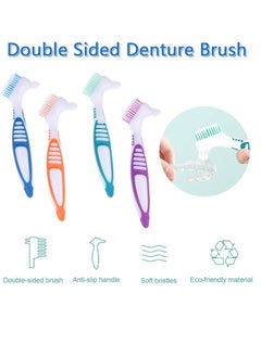 Ceonam Denture Brush, 4 Pieces Small Toothbrush for Dentures, Multi-Layered Bristles Ergonomic Rubber Handle for False Teeth Cleaning  - Image 2
