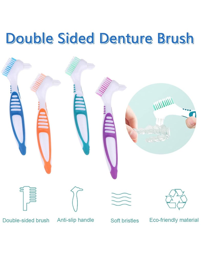 Ceonam Denture Brush, 4 Pieces Small Toothbrush for Dentures, Multi-Layered Bristles Ergonomic Rubber Handle for False Teeth Cleaning - Image 2