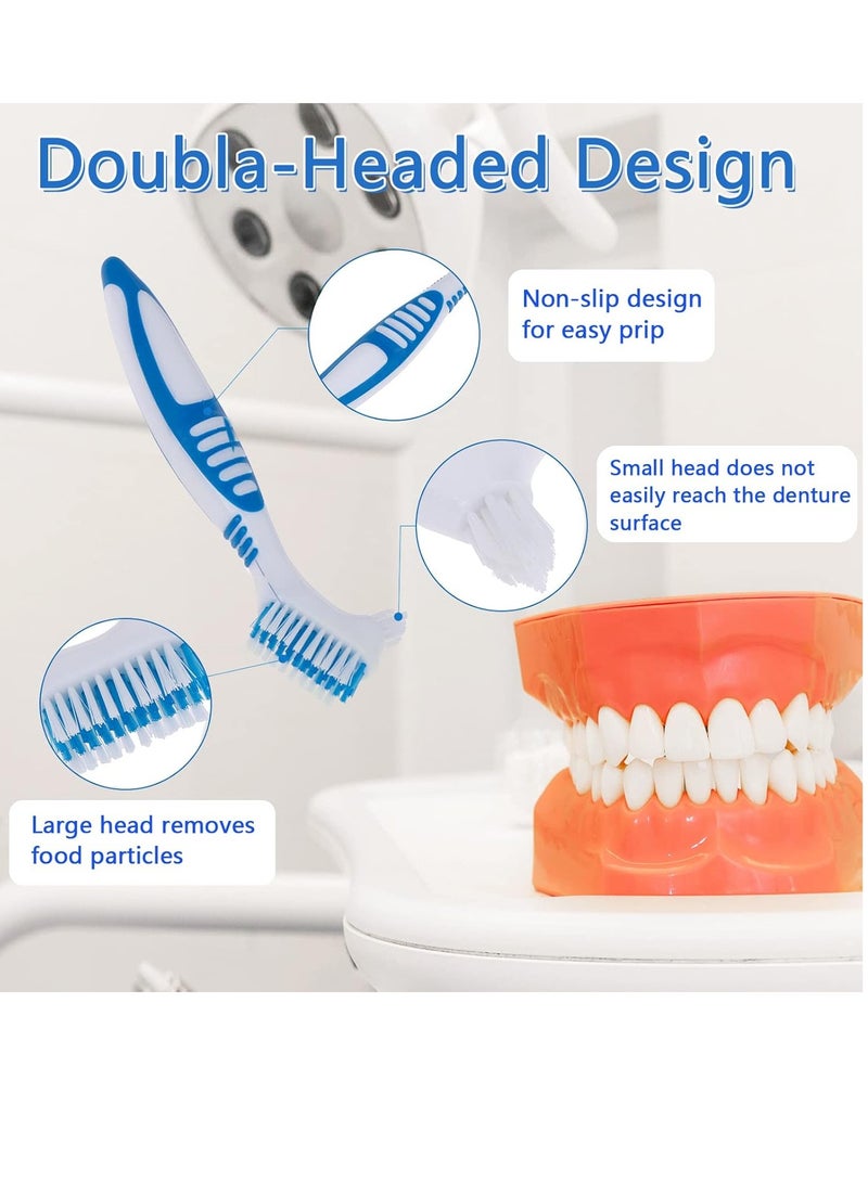 Ceonam Denture Brush, 4 Pieces Small Toothbrush for Dentures, Multi-Layered Bristles Ergonomic Rubber Handle for False Teeth Cleaning - Image 3