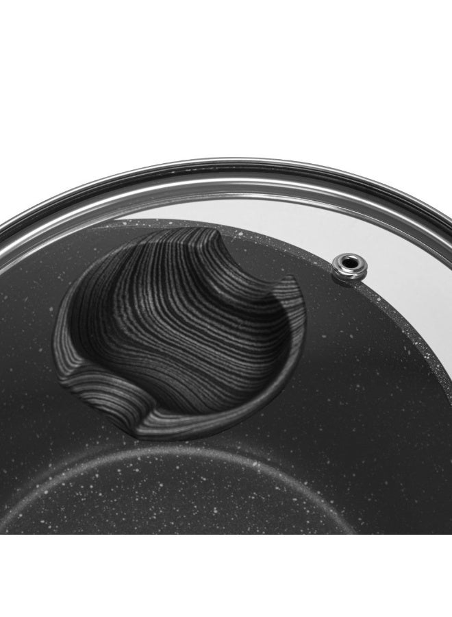 Fissman Angela 16x8cm 1.39L Non-Stick Aluminium Saucepan With Glass Lid, Black Cooking Pot For Sauces And Small Meals - Image 3