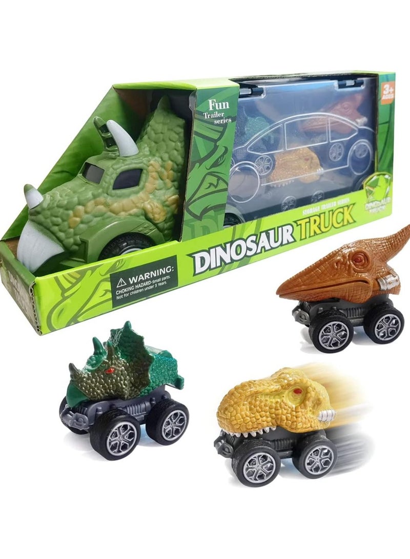 Dinosaurs Carrier Truck, Dino Transport Toy Vehicles with 3 Mini Dinosaur Pull Back Cars - Image 1