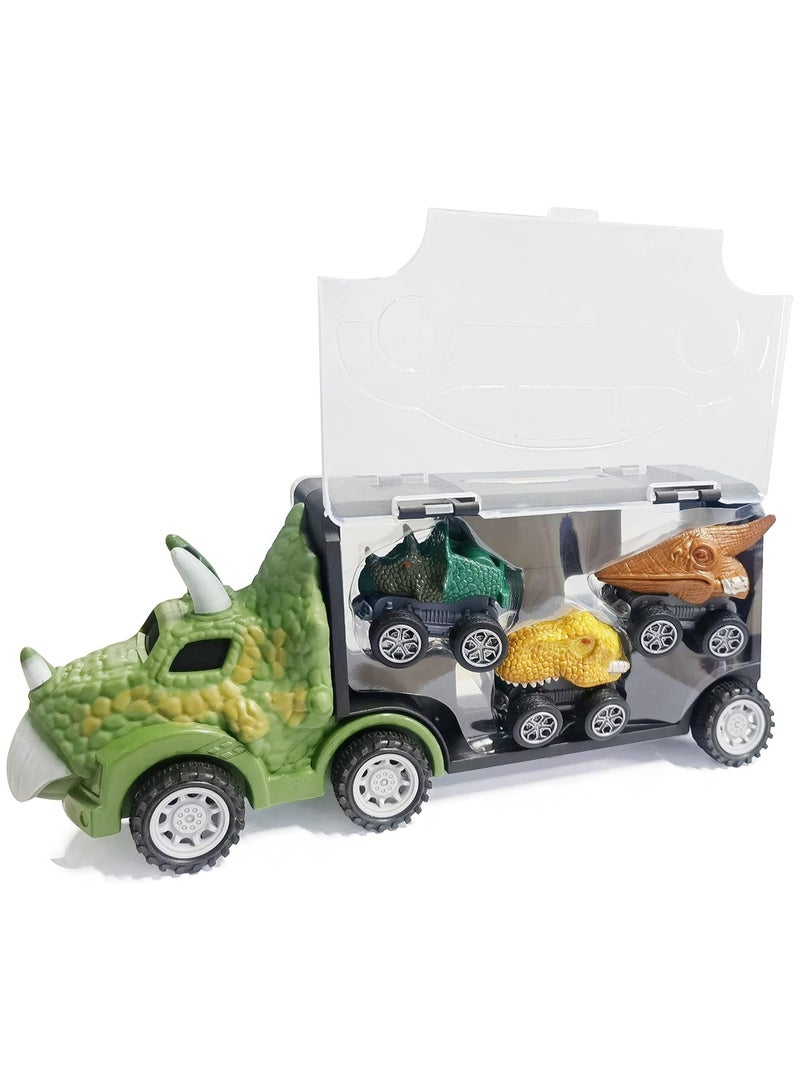 Dinosaurs Carrier Truck, Dino Transport Toy Vehicles with 3 Mini Dinosaur Pull Back Cars - Image 3