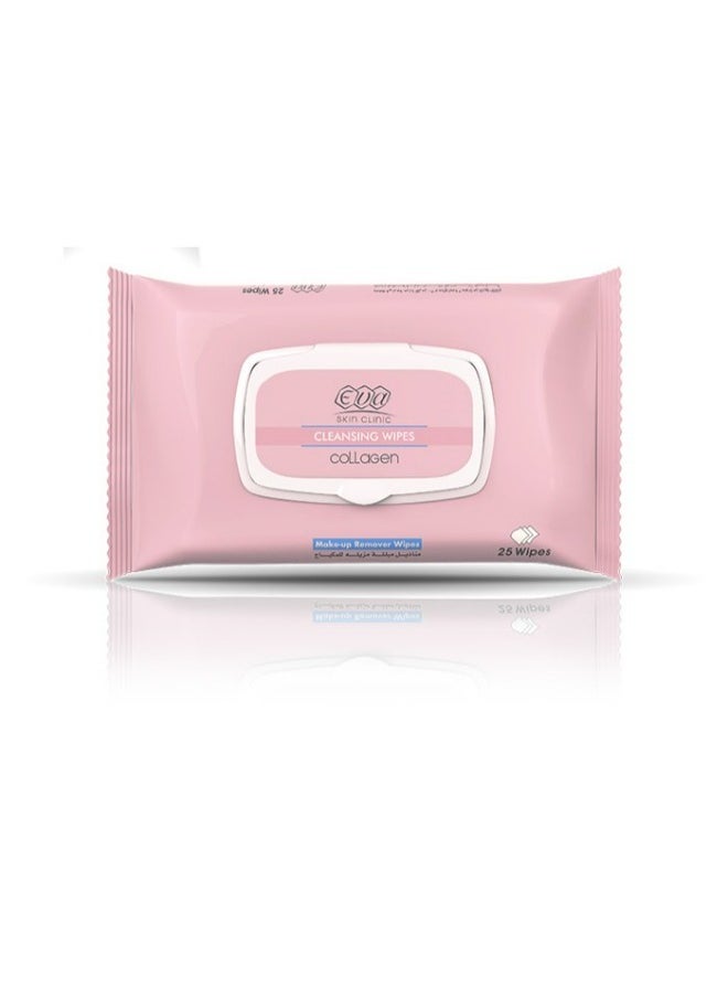 Eva - Skin Clinic Collagen Moisturizing & Cleansing Facial Wipes (25 Wipes Per Pack) - Image 1