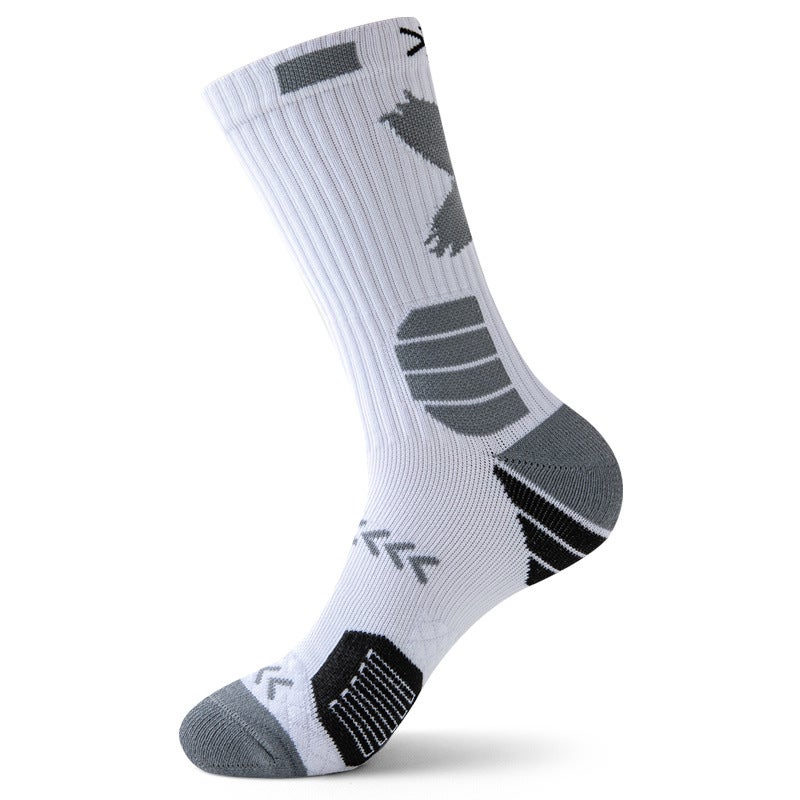 Generic Mens Cushioned Basketball Socks Mid-Calf Non-Slip L03-03 heel Gray