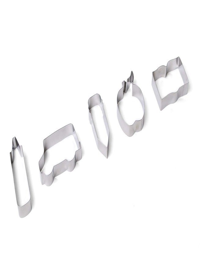 Fox Run Cookie Cutter Set, Back To School Cookie Cutter Set, Pencil, Crayon, Bus, Apple, Book, Medium - Image 2