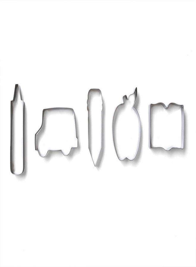 Fox Run Cookie Cutter Set, Back To School Cookie Cutter Set, Pencil, Crayon, Bus, Apple, Book, Medium - Image 3