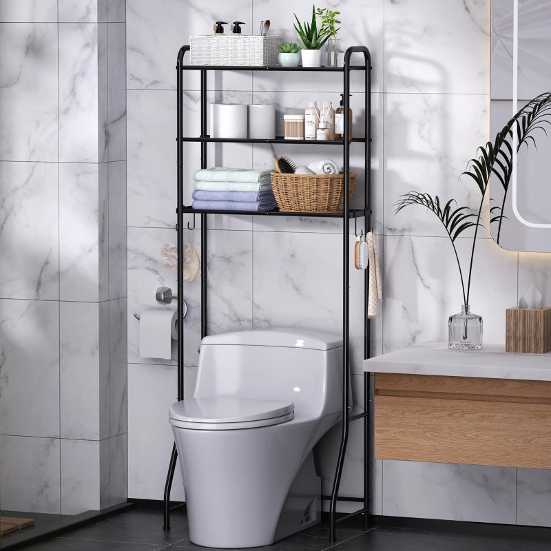 samstar 3 Tier Over The Toilet Storage Rack, Bathroom Organizer Shelves Cabinet Above Toilet, Freestanding Shelf Space Saver, Black - Image 1