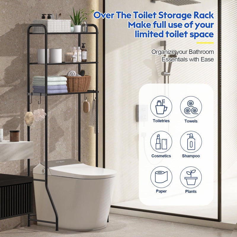 samstar 3 Tier Over The Toilet Storage Rack, Bathroom Organizer Shelves Cabinet Above Toilet, Freestanding Shelf Space Saver, Black - Image 5