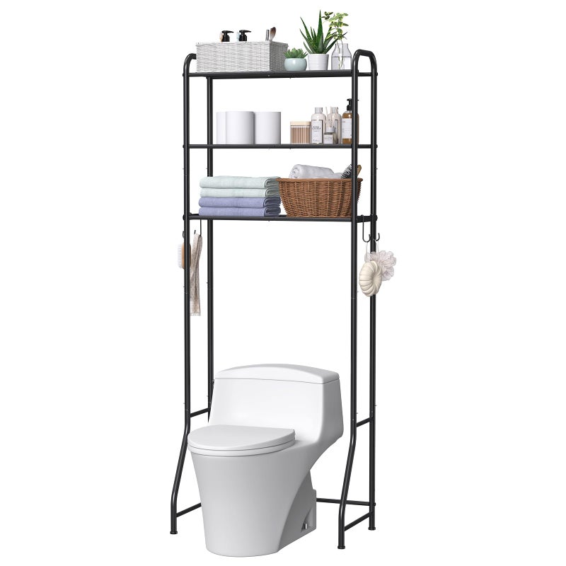 samstar 3 Tier Over The Toilet Storage Rack, Bathroom Organizer Shelves Cabinet Above Toilet, Freestanding Shelf Space Saver, Black - Image 2