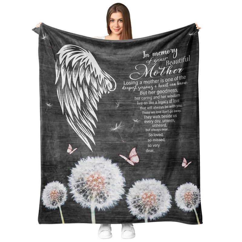 Fouca Memorial Gifts for Loss of Mother Bereavement Gifts Sympathy Gifts for Loss of Mom Mom Memorial Grief Gifts Blanket 60x50 Remembrance Gift for Loss
