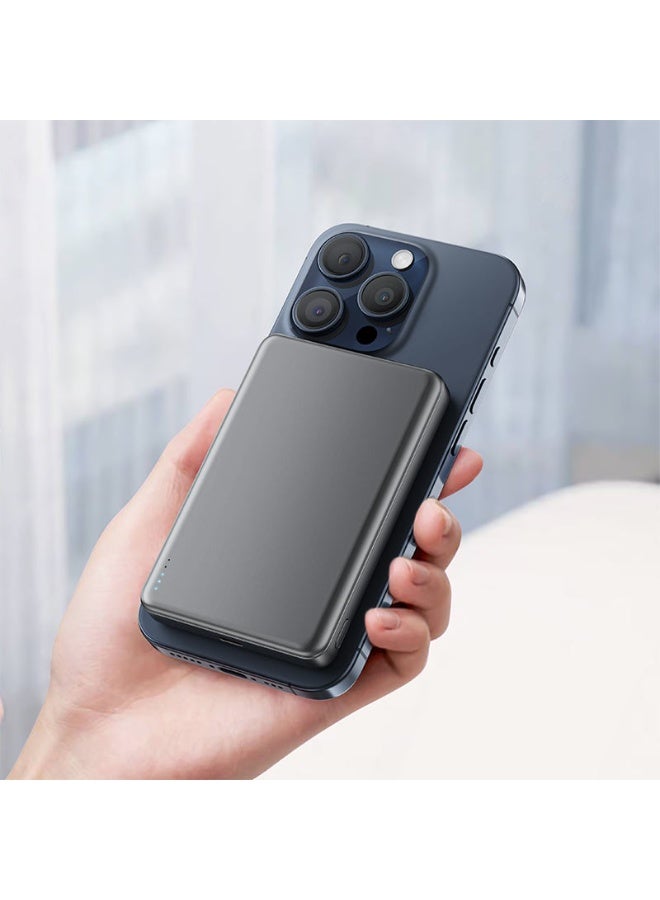 ACEFAST Power Bank 10000mAh Magnetic wireless fast charging PD20W , USB-C input & output, LED indicator of wireless charging, Ultra-thin power bank (M12) - Black - Image 3