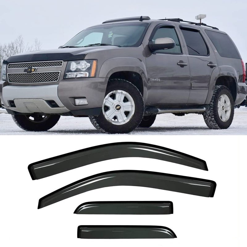Kucaruce Side Window Visor Wind Vent Deflector 4pcs OutChannel TapeOn Nice Sun Rain Guards Set fit for 20072014 Chevrolet Tahoe 20072014 GMC Yukon Not Fit Yukon XL Model 94514