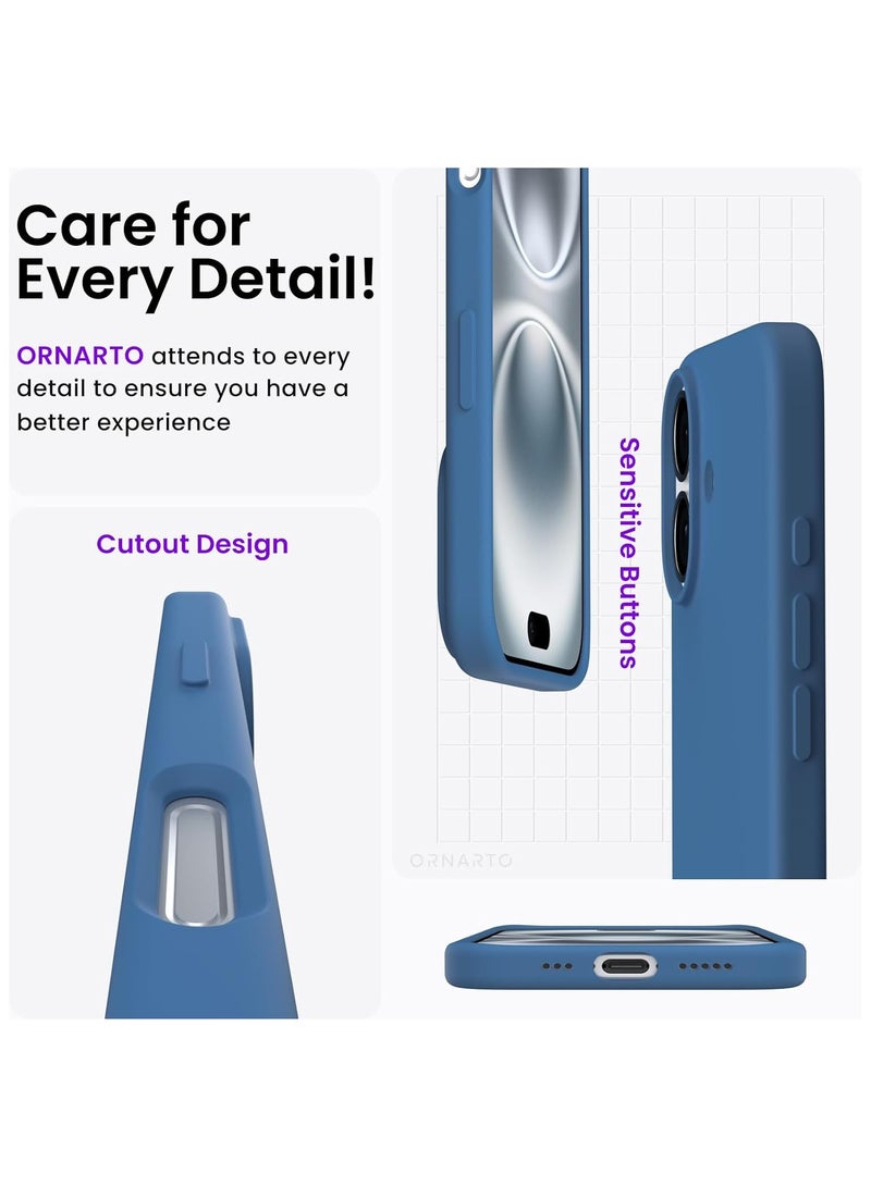 Silicone Case Compatible with iPhone 17, Slim Liquid Silicone Phone Case with 3-Layer Soft Rubber Shockproof Bumper with TPU Lining (Blue) - Image 3