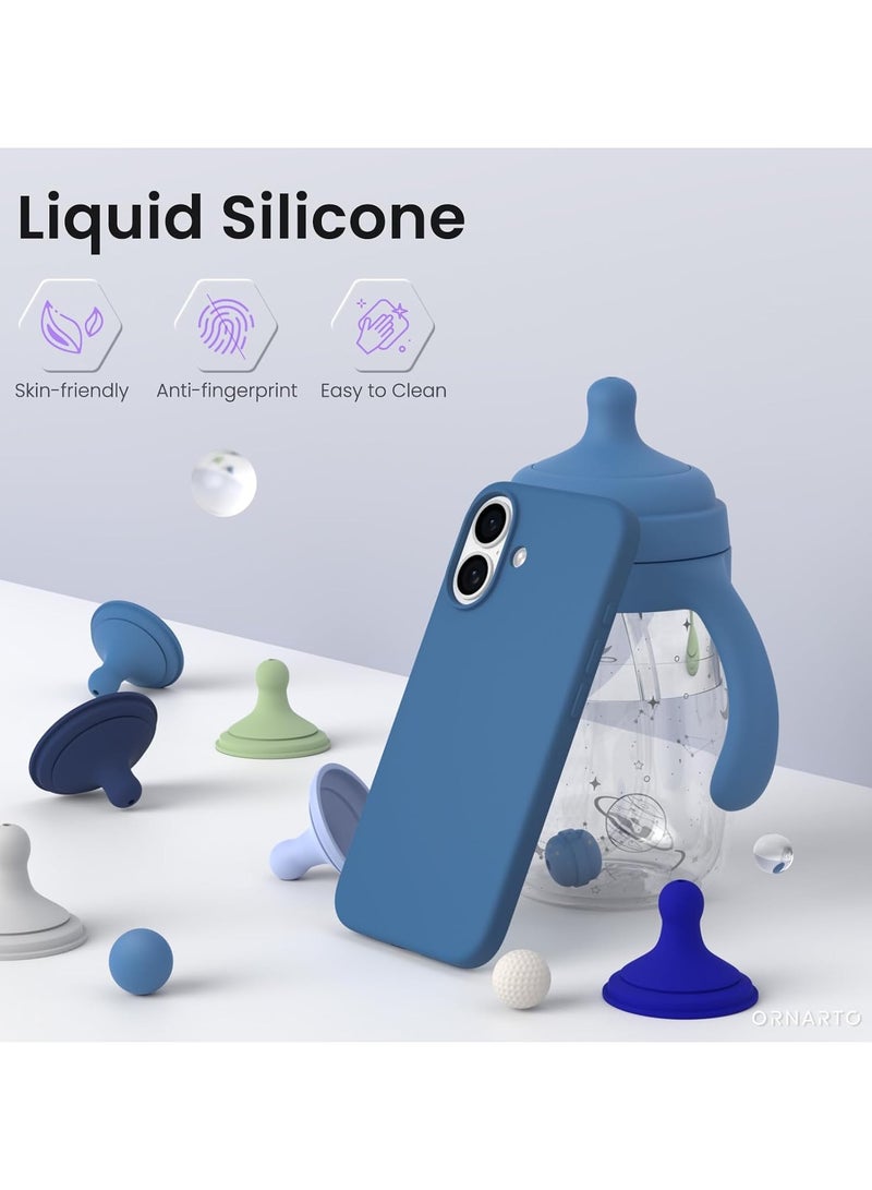 Silicone Case Compatible with iPhone 17, Slim Liquid Silicone Phone Case with 3-Layer Soft Rubber Shockproof Bumper with TPU Lining (Blue) - Image 2