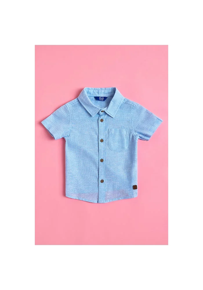 R&b Pocket Front Shirt with Classic Collar and Short Sleeves