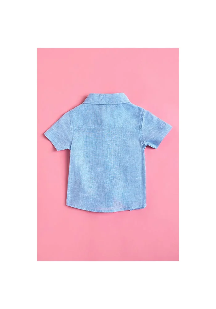 R&b Pocket Front Shirt with Classic Collar and Short Sleeves