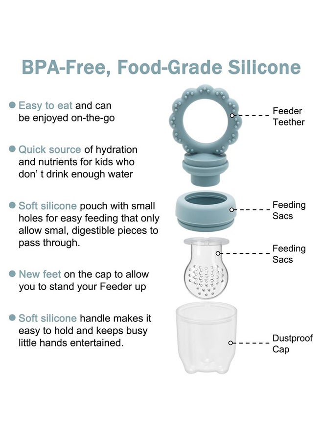 Gonice Baby Fruit Food Feeder & Freezer Tray And Silicone Teether, Includes 2 Ex tra Pouches & Travel Lids  - Image 3