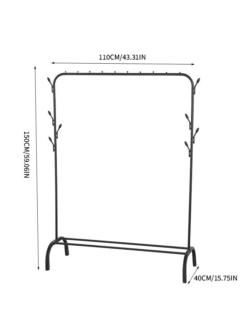 Clothes Organizer And Holder Metal Stand Black 110X40X150cm - Image 5