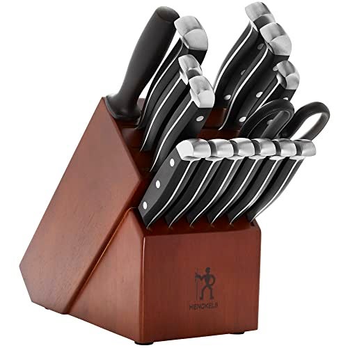 HENCKELS Premium Quality 15-Piece Knife Set with Block, Razor-Sharp, German Engineered Knife Informed by over 100 Years of Masterful Knife Making, Lightweight and Strong, Dark Brown - Image 1