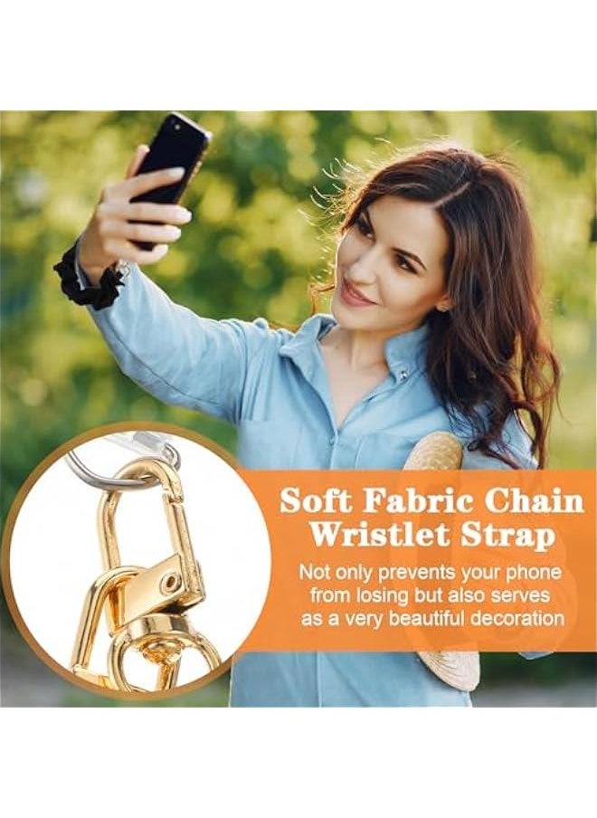 Generic - Scrunchie Phone Wrist Strap, 2PCS Elastic Large Intestine Scrunchie Keychain Hand Wristlet Strap Lanyard Bracelet with 2 Ultra Thin Tether Pads for Women Gift Compatible with Most Cell Phone - Image 1