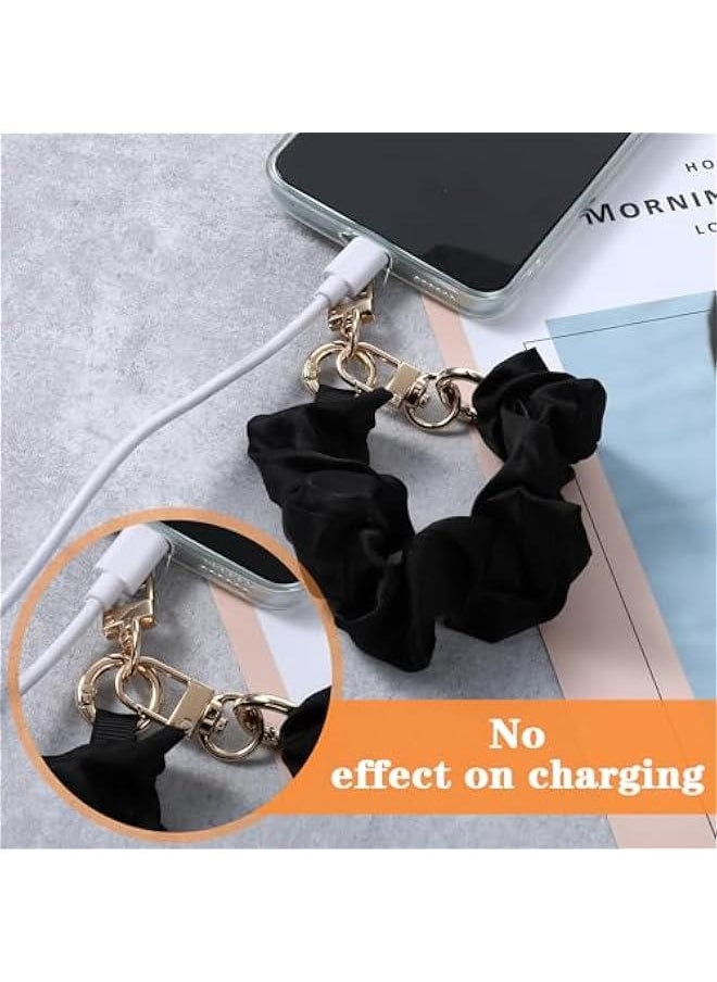 Generic - Scrunchie Phone Wrist Strap, 2PCS Elastic Large Intestine Scrunchie Keychain Hand Wristlet Strap Lanyard Bracelet with 2 Ultra Thin Tether Pads for Women Gift Compatible with Most Cell Phone - Image 1