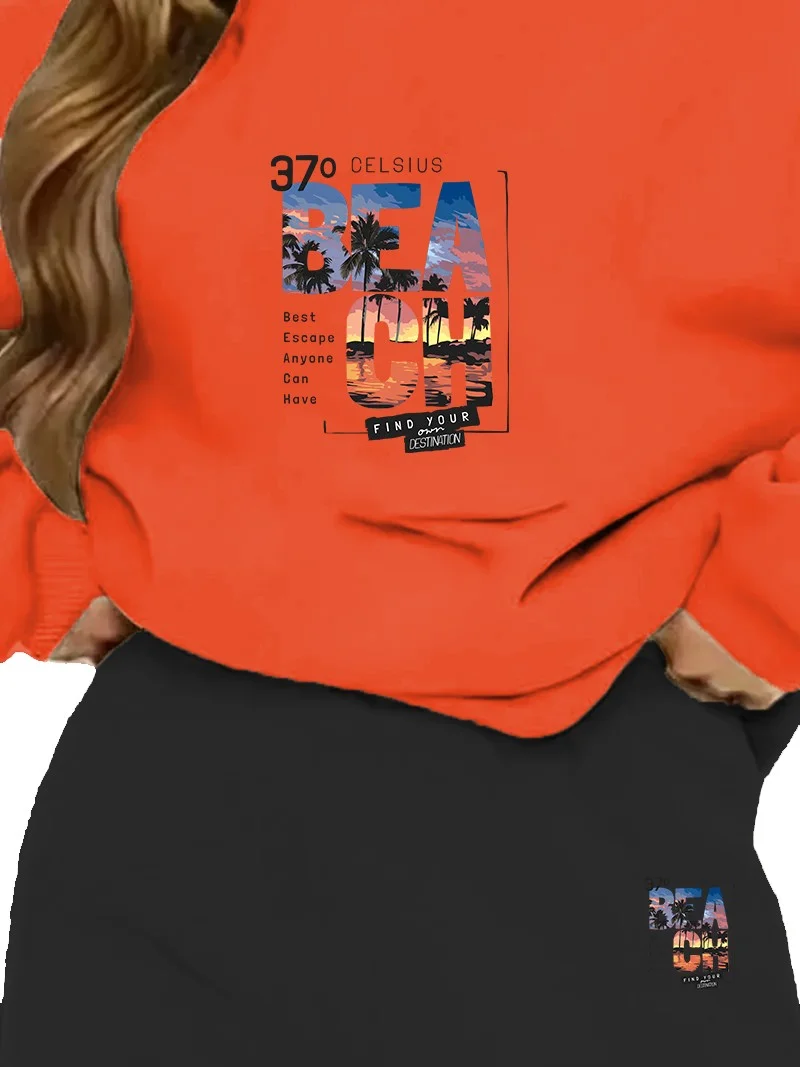 دوغ فش Tracksuit Oversize Beach Printed Tracksuit Orange
