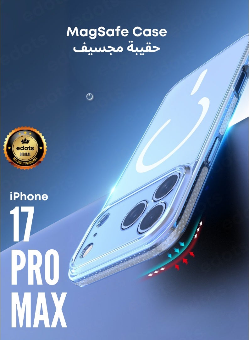 Edots iPhone 17 Pro Max Case MagSafe – Clear Magnetic Cover, Slim Transparent TPU, Military-Grade Protection, Scratch-Resistant, Strong Magnet, MagSafe Compatible - Image 1