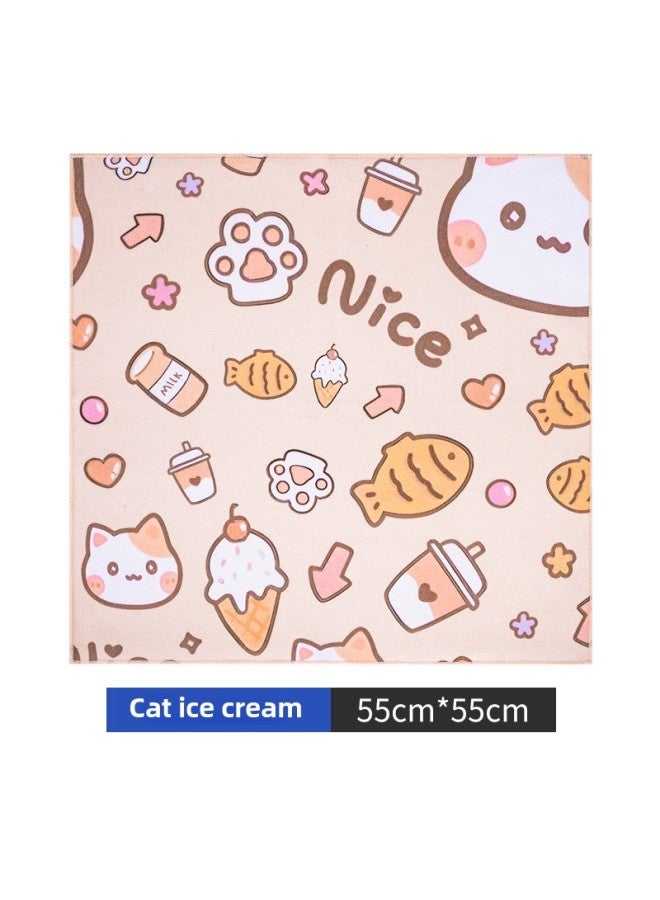 Camera Wrapping Cloth Hundred Patch Cloth Folding Cloth Self-adhesive Cloth Micro Single SLR Storage Cloth Magic Cloth Lens Protective Bag-Color:Cat Ice Cream-Size:550*550  - Image 1