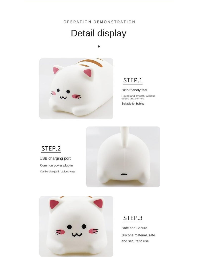 Y&D USB Lovely Little Cat Silicone Night Light Bedroom Baby's Sleeping Bedside Light  - Image 4