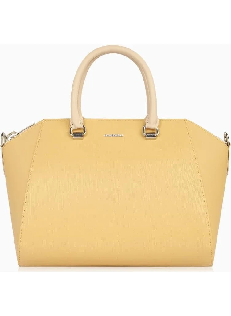 Cengiz Pakel Marin Women's Hand-Shoulder Bag - 7460 - Mustard/beige