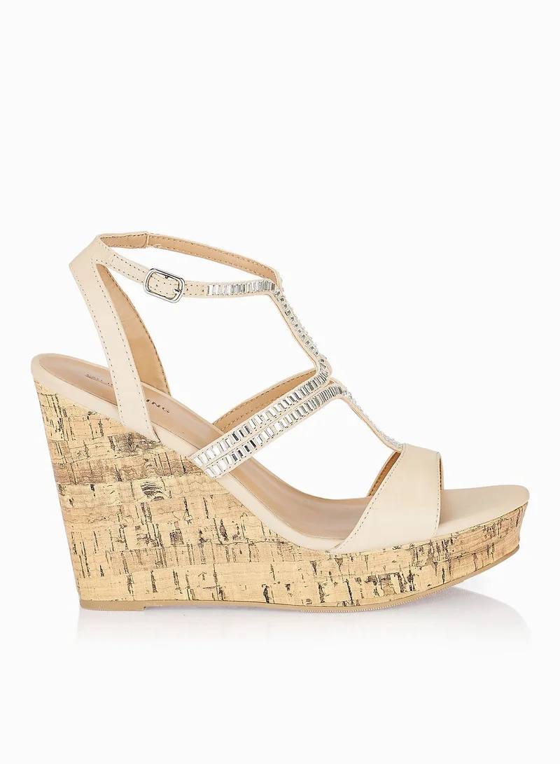CALL IT SPRING Frerien Embellished Cork Heel Sandals