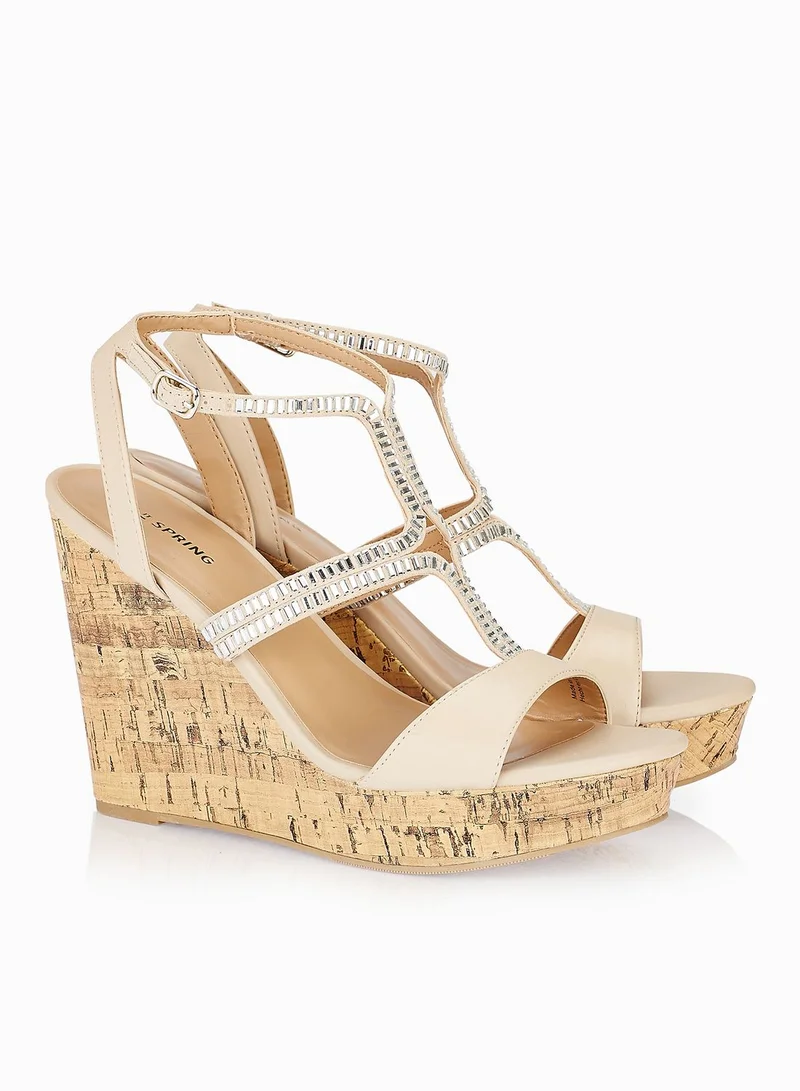 CALL IT SPRING Frerien Embellished Cork Heel Sandals