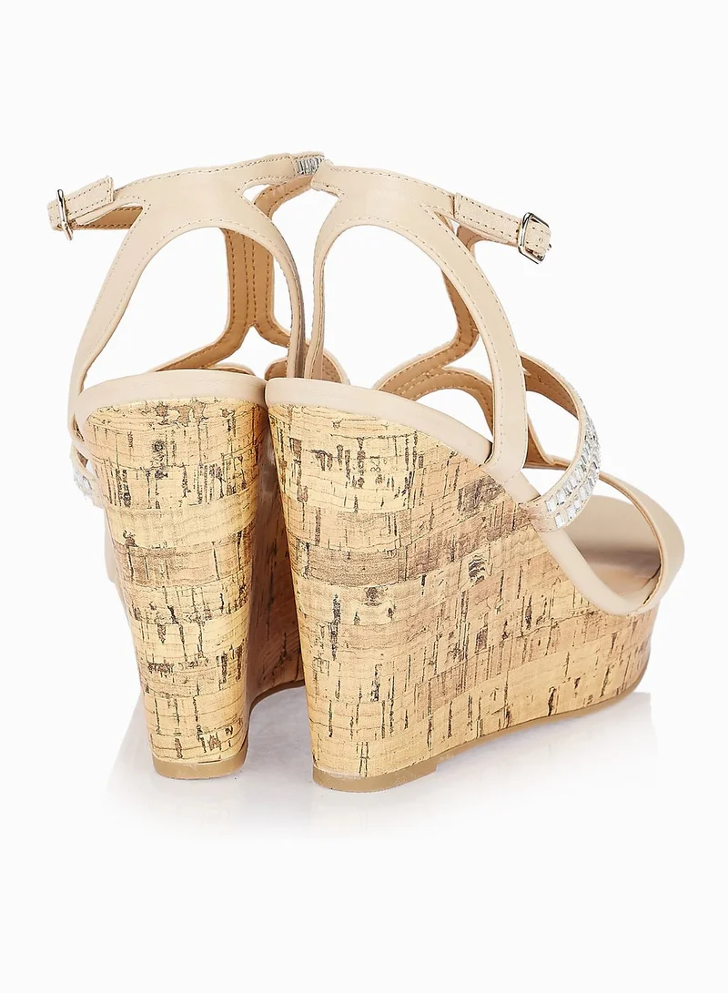 CALL IT SPRING Frerien Embellished Cork Heel Sandals