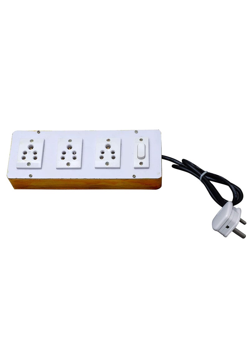 KSB Wooden Extension Board with 1 Switch and 3 Plug 5 Meters  - Image 1
