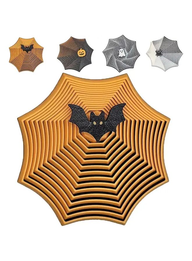 Bat Color Fidget Spinner Toy 3D Printed Spider Web Design Desk Decor Halloween Relaxation Gift - Image 1