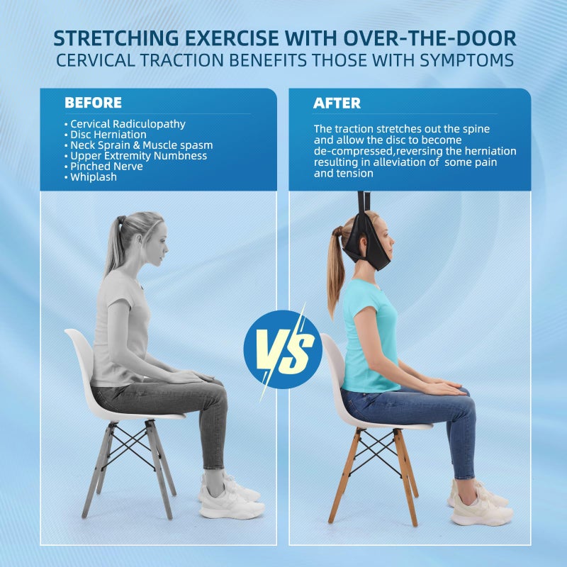 Cervical Neck Traction Device Over-The-Door,Portable Neck Stretcher,Effective Home Physical Therapy for Neck Pain Relief - Image 2