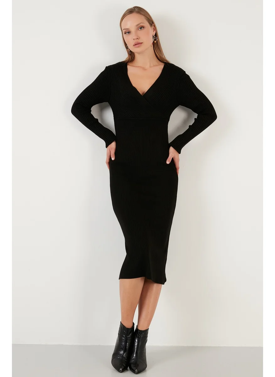 ليلا V Neck Ribbed Slim Cut Knit Dress Women's Dress 63622518